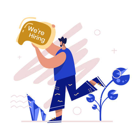 Join Our Team Illustration, the concept of recruitment, can be used for landing pages, web, ui, banners, templates, backgrounds, flyer, posters, developmentのイラスト素材