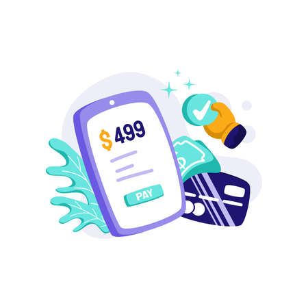 Payment Gateway Icon Illustration vector for transaction, smartphone, check, money, coin, concept on financial finance, marketplace, perfect for ui ux, mobile app, web, brochureのイラスト素材