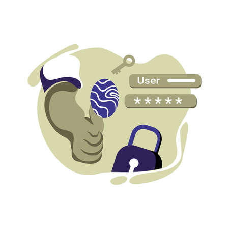 safe forgot password Icon Illustration vector for website mobile app, concept fingerprint security perfect for ui ux, project, landing page web, brochure, advertising, flayerのイラスト素材