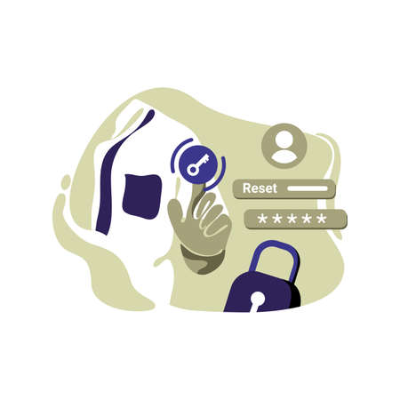 forgot password reset Icon Illustration vector for website mobile app, concept man hitting key perfect for ui ux, project, landing page web, brochure, advertising, flayerのイラスト素材