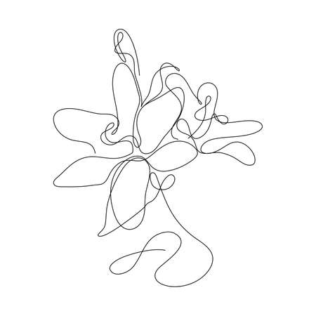 Abstract Flower Lily one line art drawing singulart aesthetic minimalist vector Isolated white background, Perfect for print, wall decor, phone case, shirt, sticker, pillowのイラスト素材