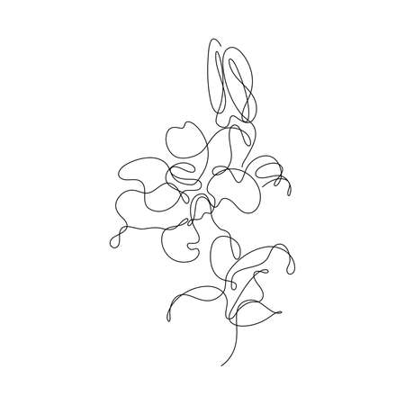 Abstract Flower Lily one line art drawing singulart aesthetic minimalist vector Isolated white background, Perfect for print, wall decor, phone case, shirt, sticker, pillowのイラスト素材