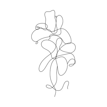 Abstract Flower Lily one line art drawing singulart aesthetic minimalist vector Isolated white background, Perfect for print, wall decor, phone case, shirt, sticker, pillowのイラスト素材