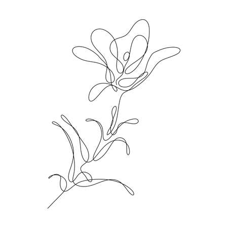 Abstract Flower Lily one line art drawing singulart aesthetic minimalist vector Isolated white background, Perfect for print, wall decor, phone case, shirt, sticker, pillowのイラスト素材