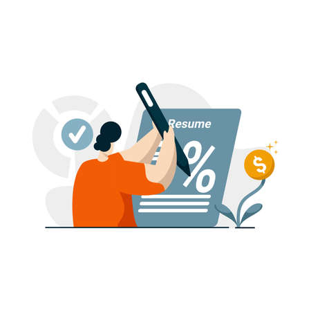 interest on resume icon flat Illustration for business finance loan color blue, orange, black, yellow, perfect for ui ux design, web app, branding projects, advertisement, social mのイラスト素材