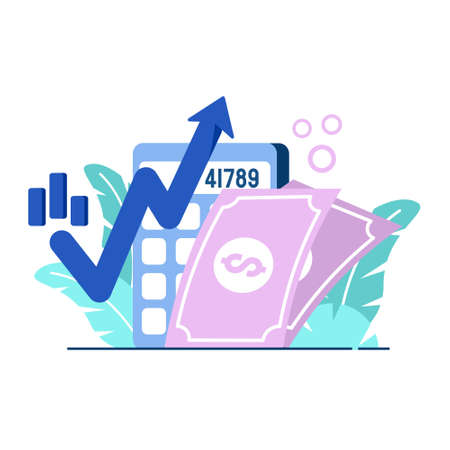 inflation reduction act icon flat Illustration for business finance chart percent coin dollar bill perfect for ui ux design, web app, branding projects, advertisement, social mediaのイラスト素材