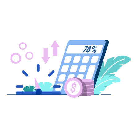 inflation adjusted return icon flat Illustration for business finance chart percent coin dollar bill perfect for ui ux design, web app, branding projects, advertisement, social medのイラスト素材