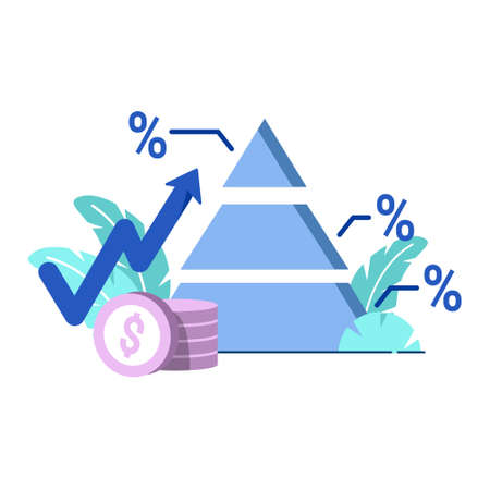 inflation rate formula icon flat Illustration for business finance chart percent coin dollar bill perfect for ui ux design, web app, branding projects, advertisement, social mediaのイラスト素材