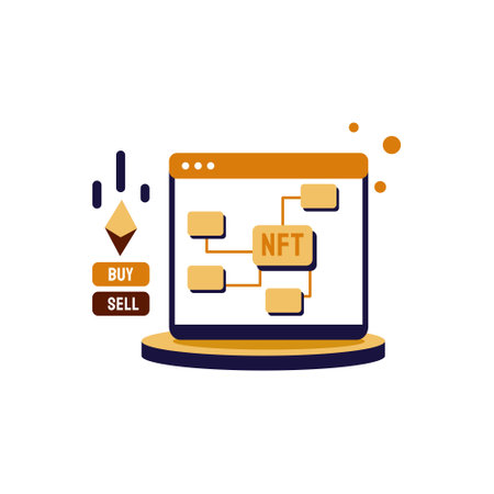 nft platform flat Illustration cryptocurrency exchange concept coklat, yellow, orange color, Hand Drawn style , perfect for ui ux design, website, branding projects, iklan, social media postのイラスト素材