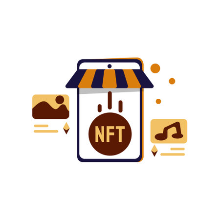 nft marketplace flat Illustration cryptocurrency exchange concept coklat, yellow, orange color, Hand Drawn style , perfect for ui ux design, website, branding projects, iklan, social media postのイラスト素材