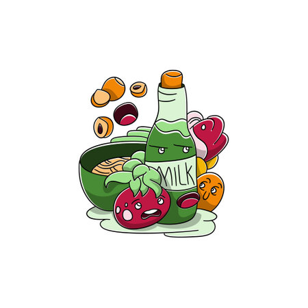 vegetarian lunch Vector doodle illustration background banner Healthy food Natural products, Elements for menu, advertisementのイラスト素材