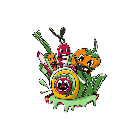 vegetarian lunch Vector doodle illustration background banner Healthy food Natural products, Elements for menu, advertisementのイラスト素材