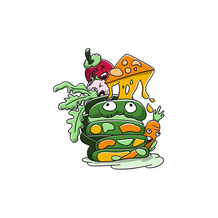 vegetarian lunch Vector doodle illustration background banner Healthy food Natural products, Elements for menu, advertisementのイラスト素材