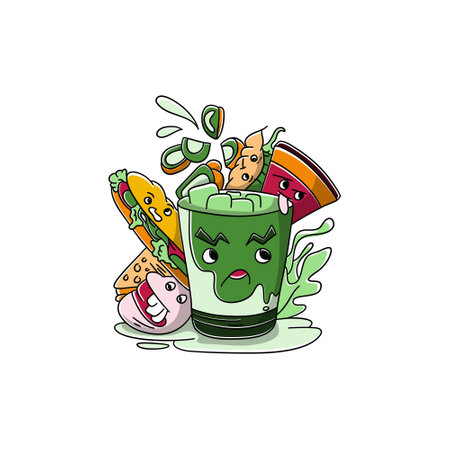 vegetarian lunch Vector doodle illustration background banner Healthy food Natural products, Elements for menu, advertisementのイラスト素材