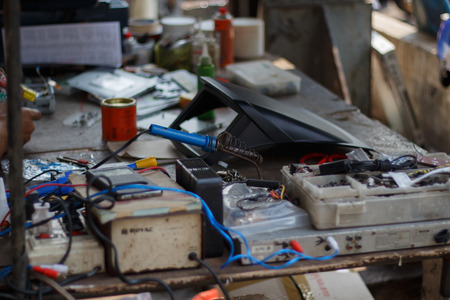 Repair of electronic devices, tin soldering partsの写真素材