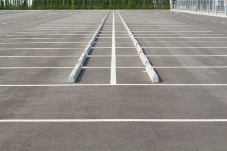 Car parking lot with white mark
