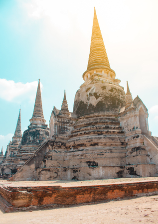 archaeological site at Ayutthaya in Thailandの写真素材