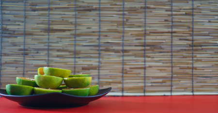 Orange on background colorful. Copyspaceの写真素材
