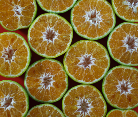 Orange on background colorful. Copyspaceの写真素材