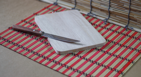 Cutting board and Knife. Kitchenの写真素材