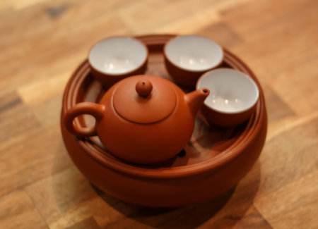 Ancient Chinese tea set. teapot and teacup.