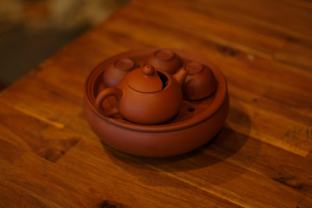 Ancient Chinese tea set. teapot and teacup.の写真素材