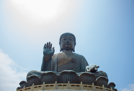Tian Tan Buddha as the big buddha is a large bronze statueの写真素材