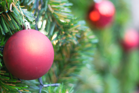 Beautiful decorated christmas tree with colorful balls.の写真素材