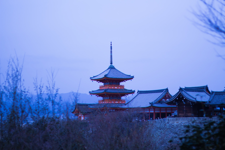 Kiyomizu-dera Temple in winter season time in Kyoto, Japan.のeditorial素材