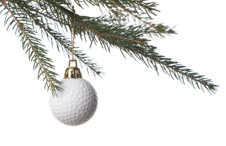 -ball as a xmas ornament isolated on white backgroundの写真素材