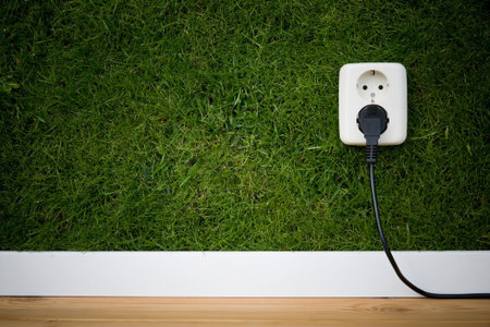 energy concept outllet in grassの写真素材