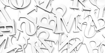 abstract background of letters on a white backgroundの写真素材