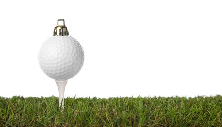 christmas golf-ball isolated on a white background .with plenty of copy-spaceの写真素材