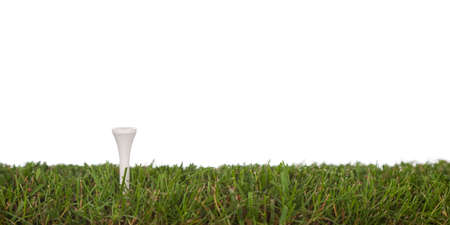 grass with  tee, isolated on a white backgroundの写真素材