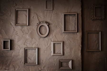 Blank Empty  Photo Frames on a  rough Grungy Background 
