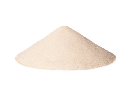 pile of white sand.Isolated on a white backgroundの写真素材