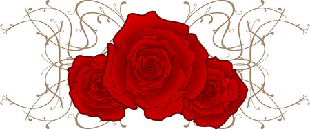 Three Roses with Flourishのイラスト素材