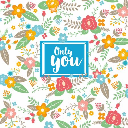 Vintage pattern with flowers, leaves and plants.のイラスト素材