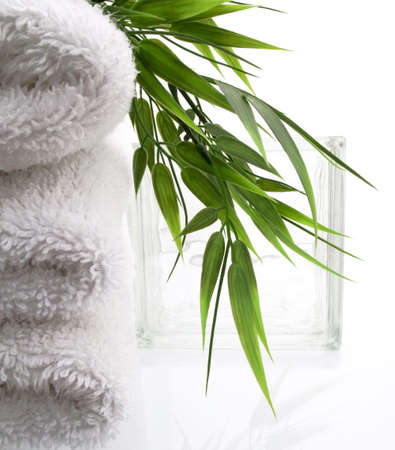      Spa towels with bamboo                          の写真素材