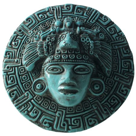 Beautiful Aztec / Indian / Mexican design showing face and symbols                               の写真素材
