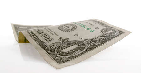 One dollar bill on a white background                    の写真素材