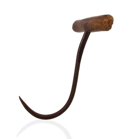 Very old, large hook used to carry blocks of iceの写真素材