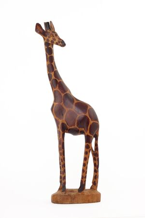 Hand carved wood giraffeの写真素材