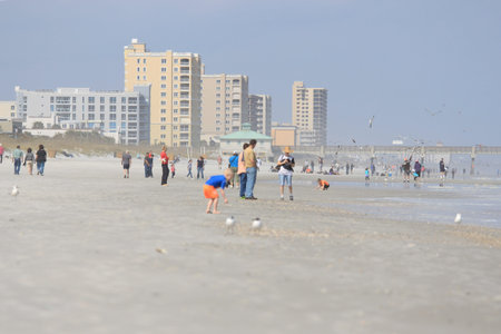 People enjoying a day at the beachのeditorial素材