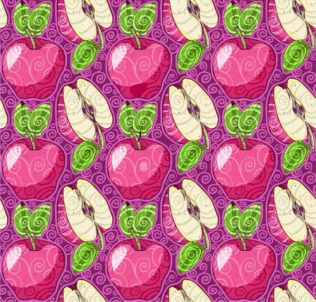 Detailed illustration of a texture pattern with applesのイラスト素材