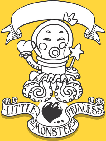 Detailed illustration of a Game Tale - Spellbound Little Monster Princess - OttyThis illustration is saved in EPS10 with color space in RGB.のイラスト素材