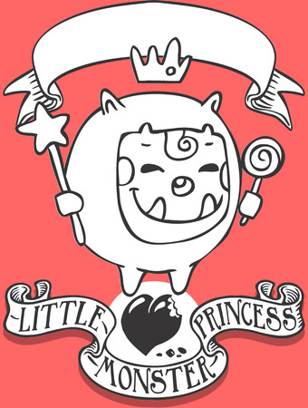 Detailed illustration of a Game Tale - Spellbound Little Monster Princess - DeveThis illustration is saved in EPS10 with color space in RGB.のイラスト素材