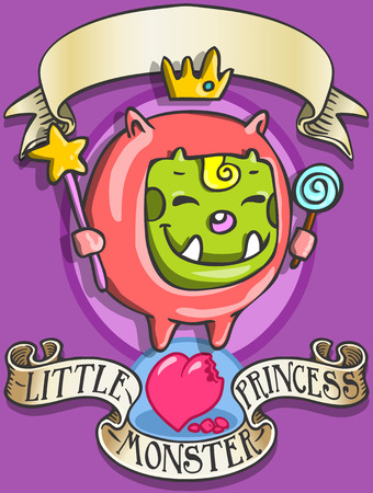 Detailed illustration of a Game Tale - Spellbound Little Monster Princess - DeveThis illustration is saved in EPS10 with color space in RGB.のイラスト素材