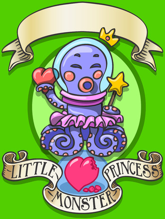 Detailed illustration of a Game Tale - Spellbound Little Monster Princess - OttyThis illustration is saved in EPS10 with color space in RGB.のイラスト素材
