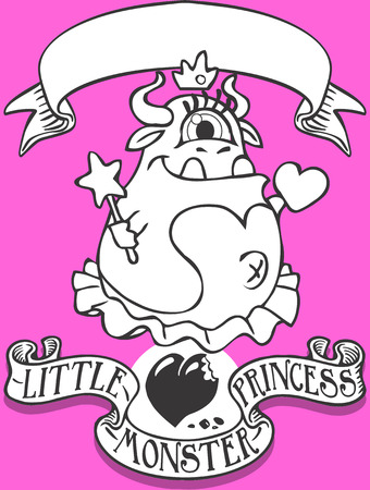 Detailed illustration of a Game Tale - Spellbound Little Monster Princess - MuThis illustration is saved in EPS10 with color space in RGB.のイラスト素材